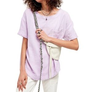 Free People We The Free Palo Alto Pocket Tee Purple Gauzy Oversized Women's XL
